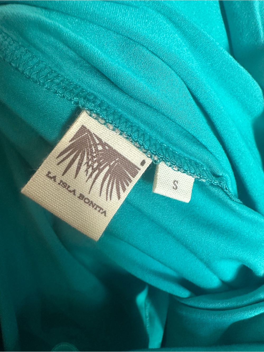 Turquoise Ruched Drawstring V-Neck Women's Top - Picture 3 of 3